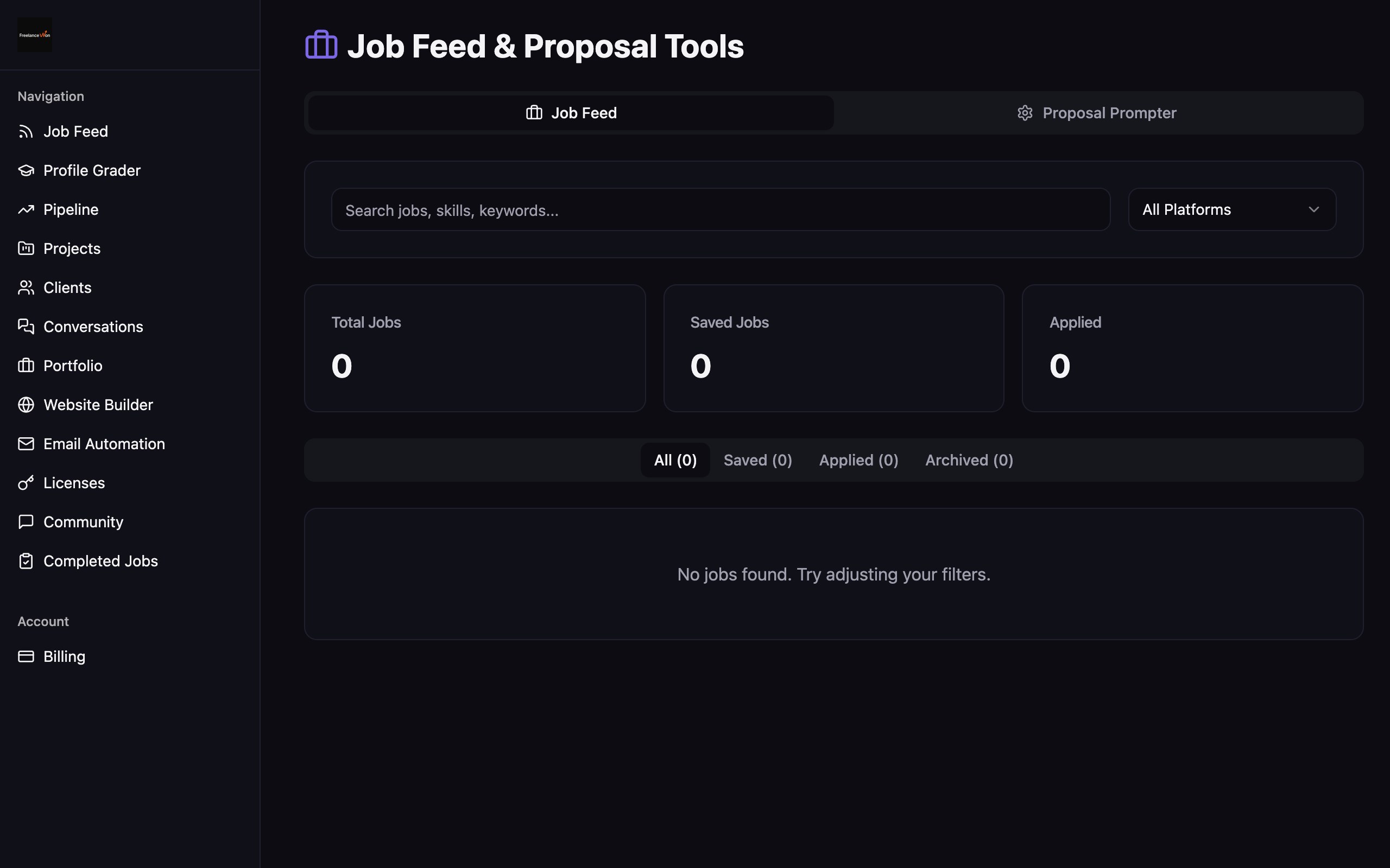 freelancewon-backend live screenshot